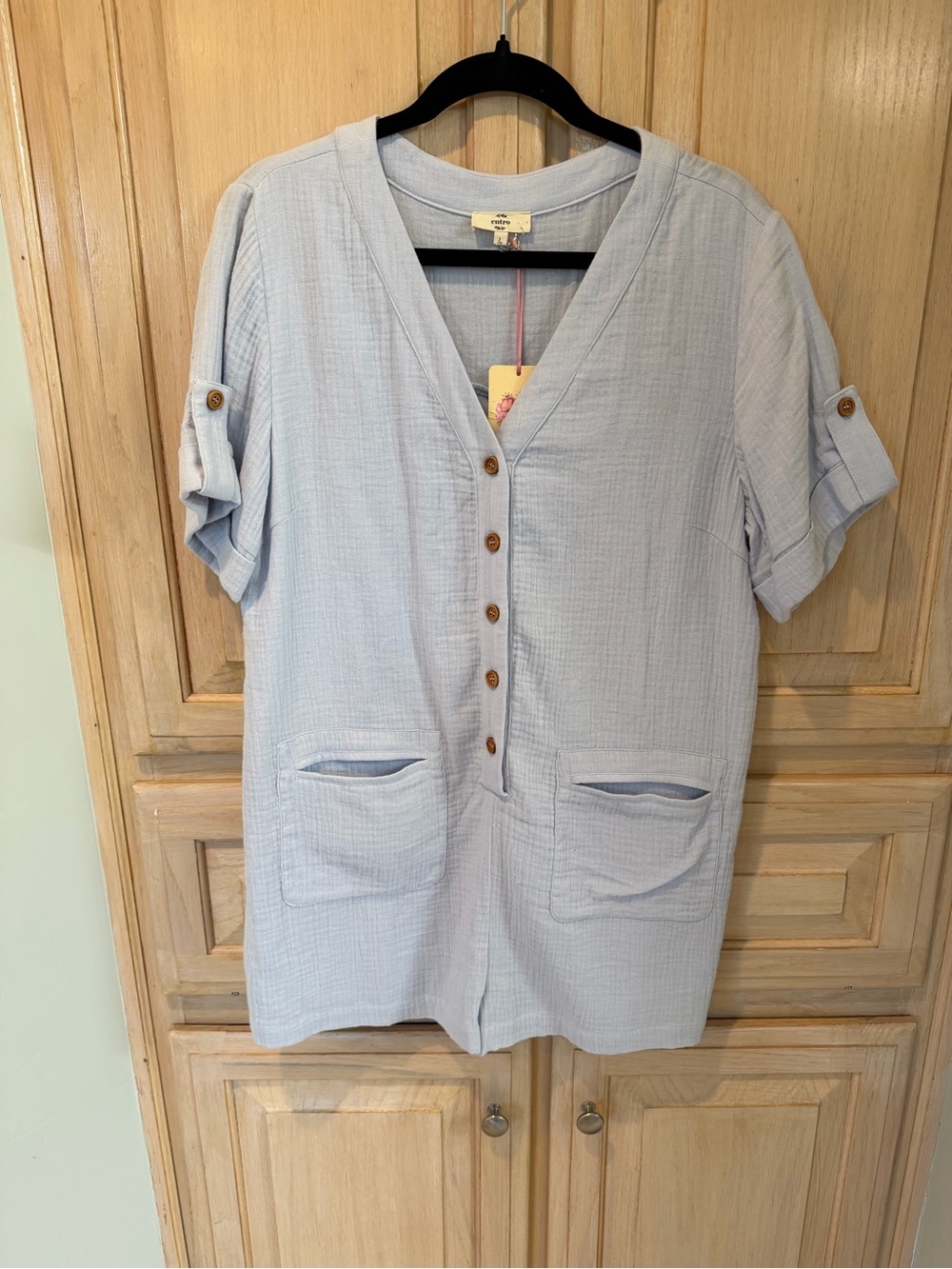 entro Pale Blue Gauze Romper with tags